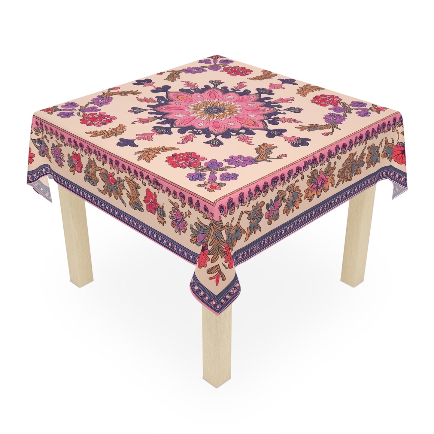 Breakfast Table Cover Indian Design | Square 55.1 by 55.1 inches | Sanskrit Arts