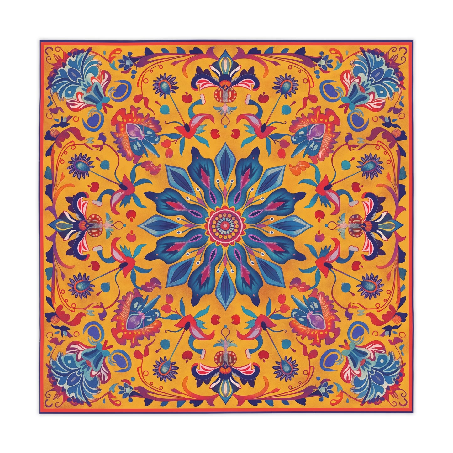 Breakfast Table Cover Indian Design | Square 55.1 by 55.1 inches | Sanskrit Arts