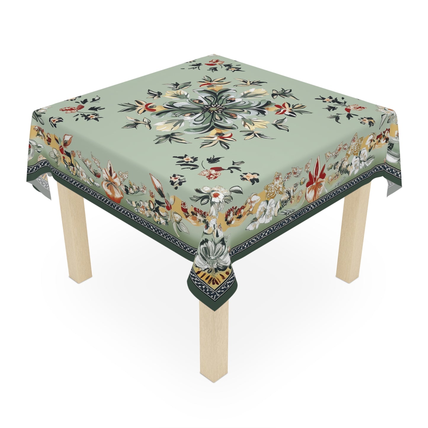 Breakfast Table Cover Indian Design | Square 55.1 by 55.1 inches | Sanskrit Arts