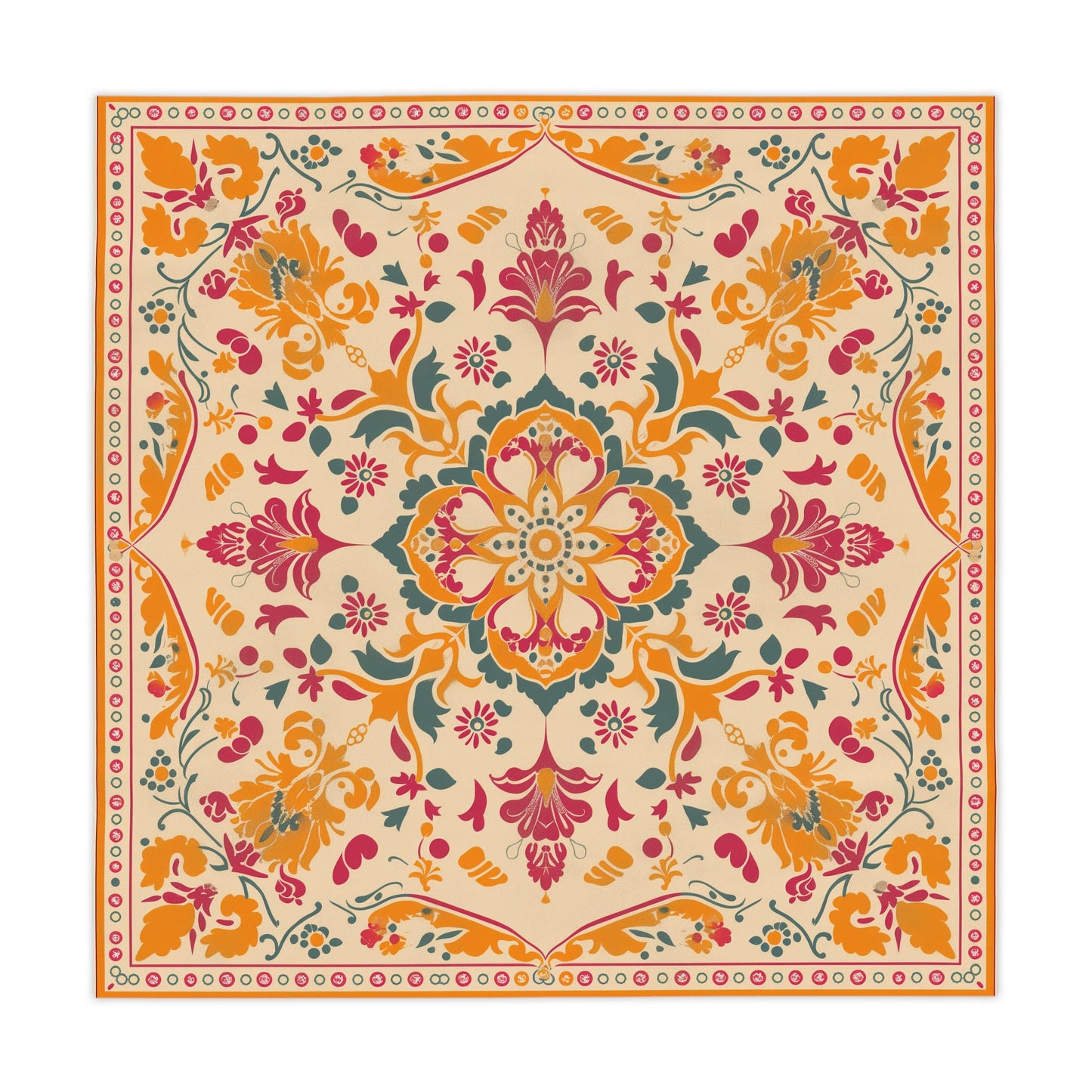 Breakfast Table Cover Indian Design | Square 55.1 by 55.1 inches | Sanskrit Arts