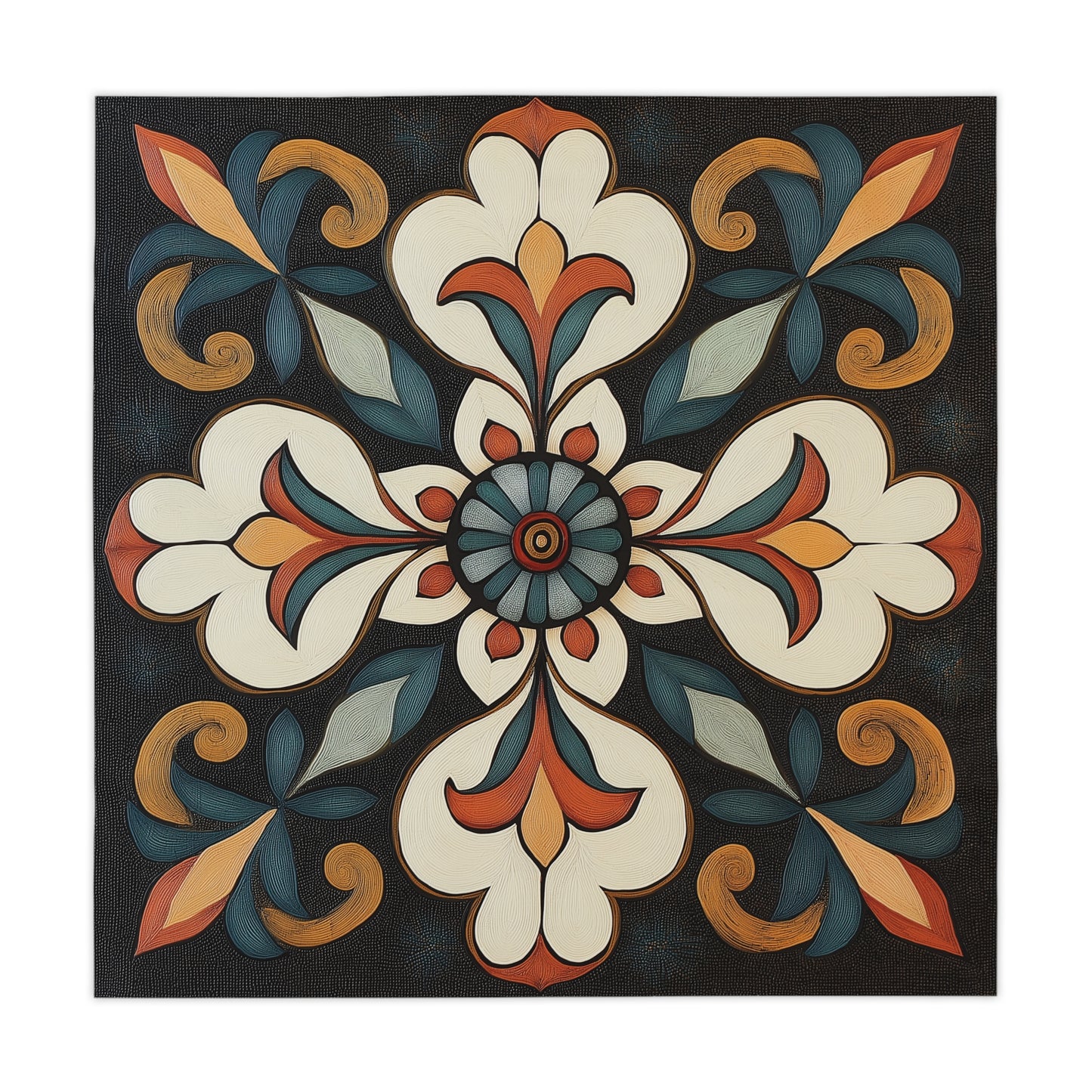 Breakfast Table Cover Indian Design | Square 55.1 by 55.1 inches | Sanskrit Arts