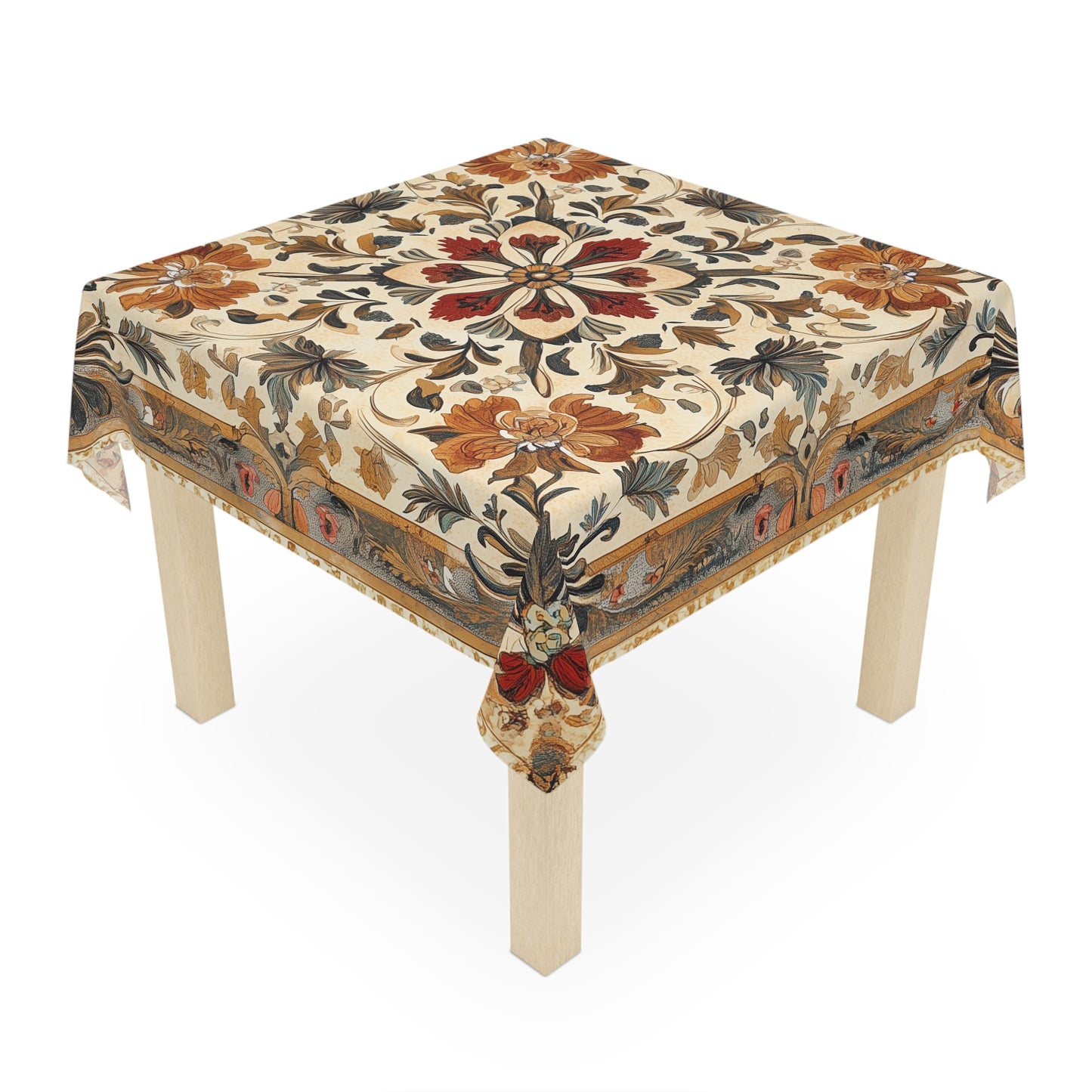 Breakfast Table Cover Indian Design | Square 55.1 by 55.1 inches | Sanskrit Arts