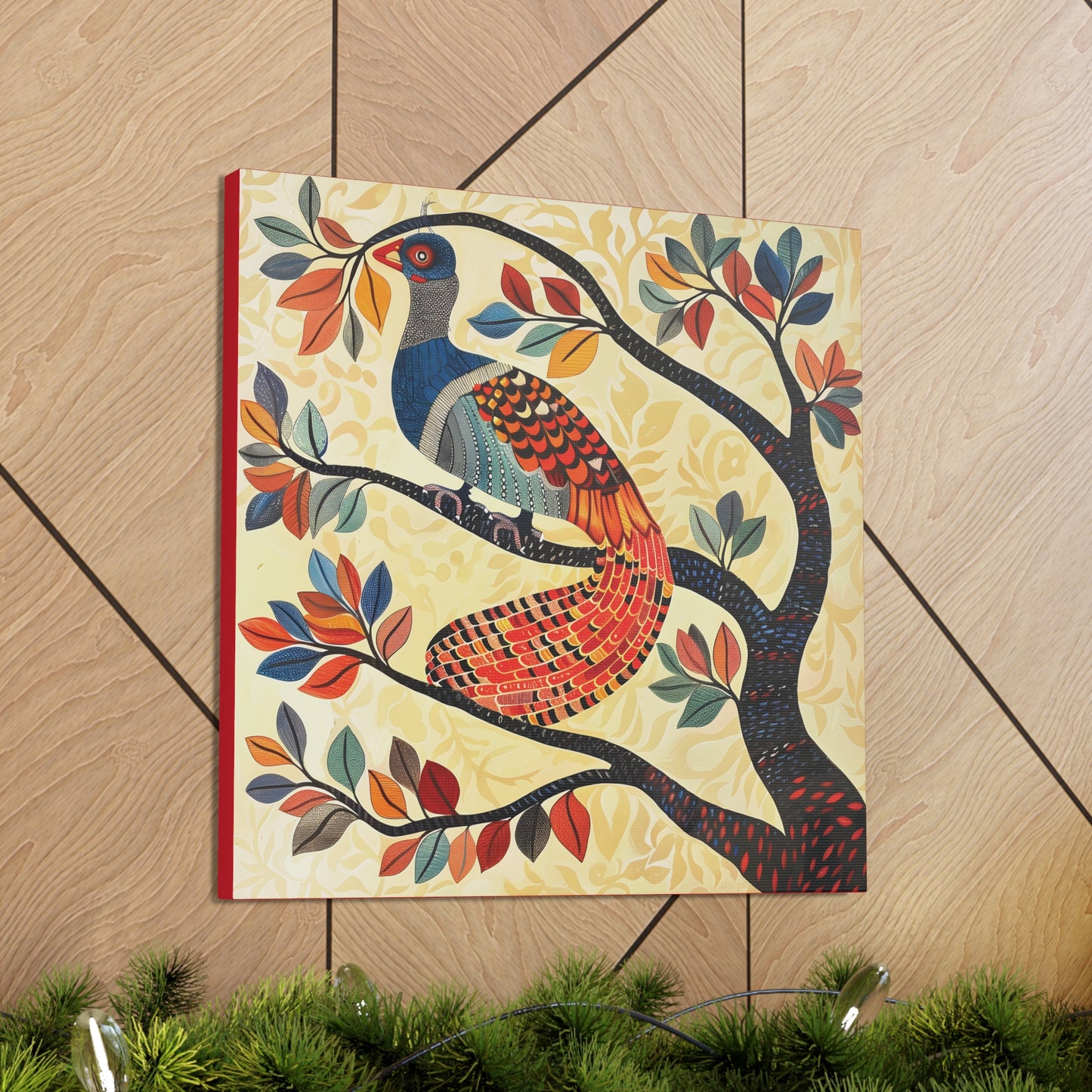 Gond Wall Art | 20 X 20 Inch | Indian Home Decor | 100% Cotton Canvas Gallery Wrap | Perfect Gift for Indian Festivals