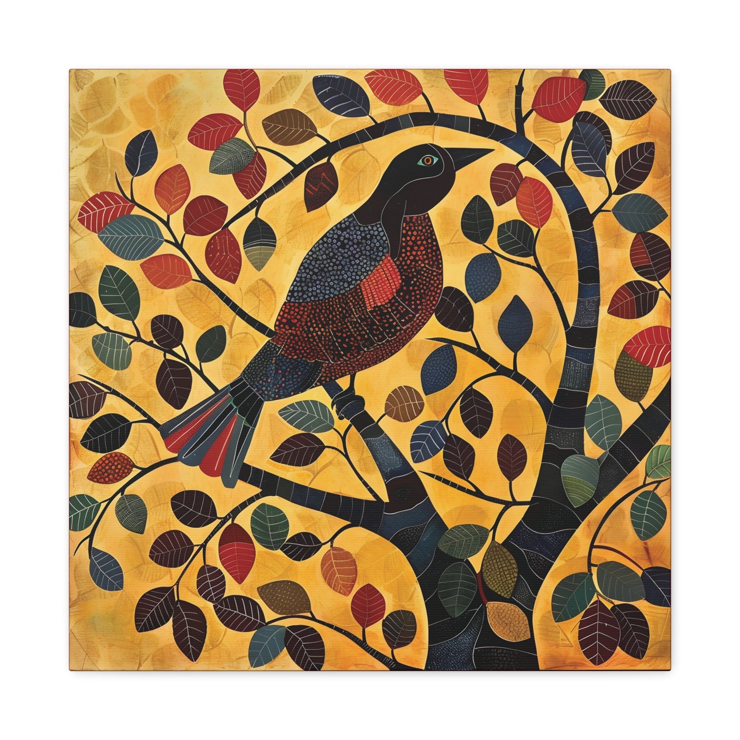 Gond Wall Art | 20 X 20 Inch | Indian Home Decor | 100% Cotton Canvas Gallery Wrap | Perfect Gift for Indian Festivals