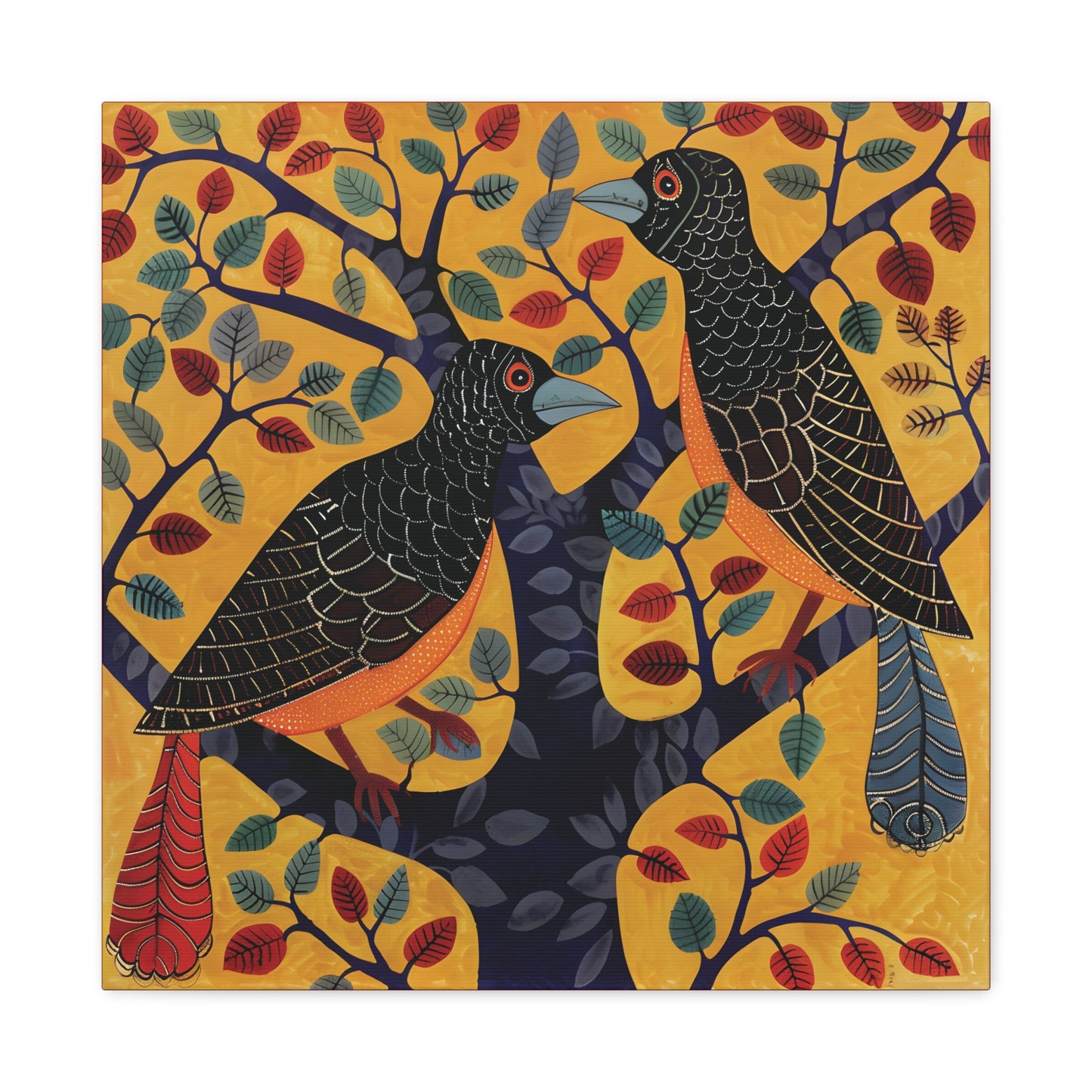 Gond Wall Art | 20 X 20 Inch | Indian Home Decor | 100% Cotton Canvas Gallery Wrap | Perfect Gift for Indian Festivals