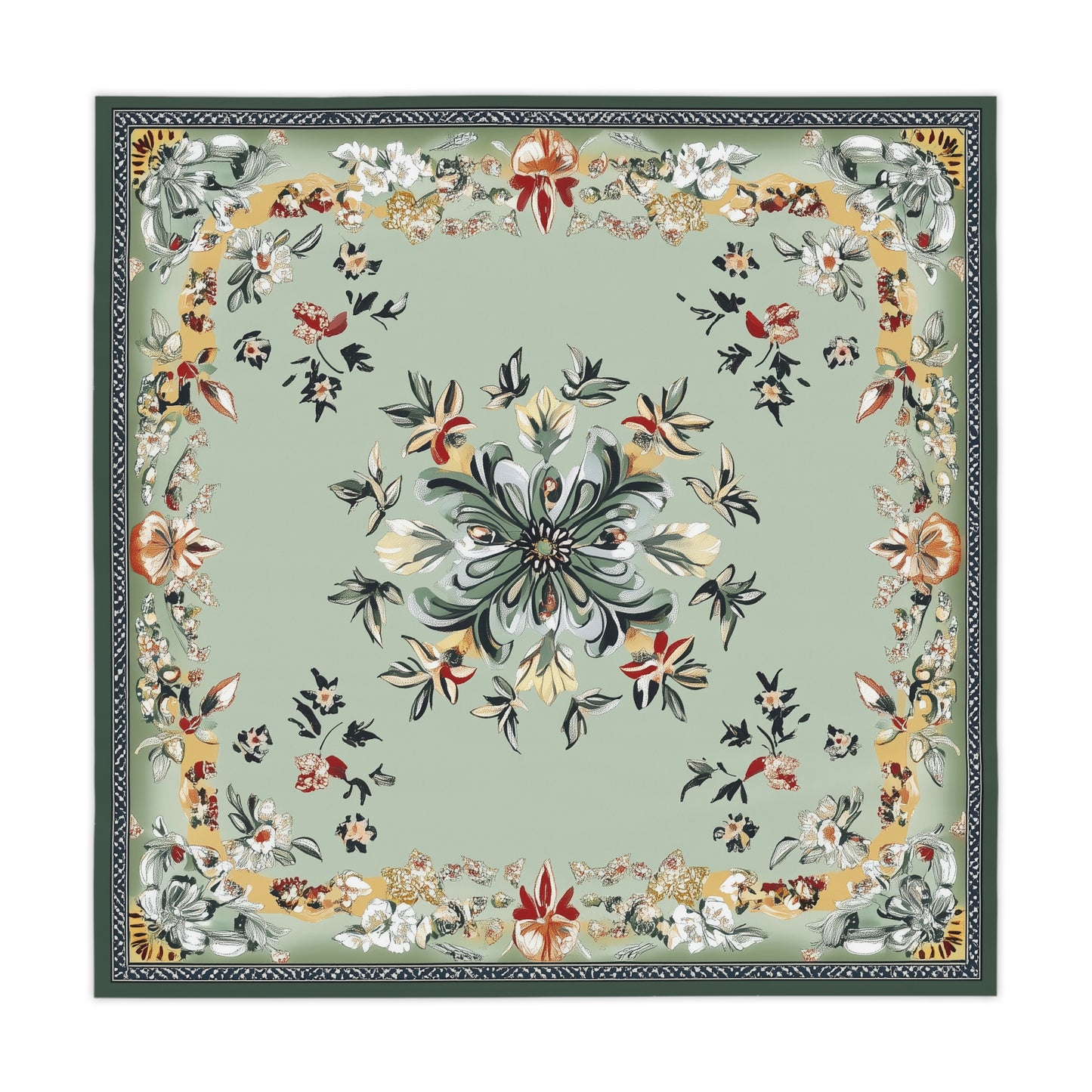Breakfast Table Cover Indian Design | Square 55.1 by 55.1 inches | Sanskrit Arts