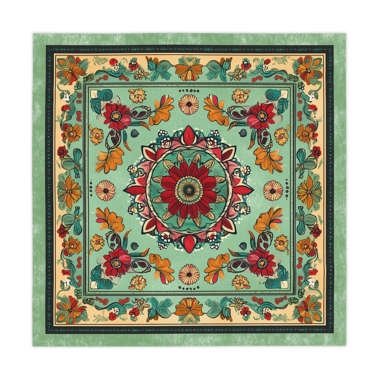 Breakfast Table Cover Indian Design | Square 55.1 by 55.1 inches | Sanskrit Arts