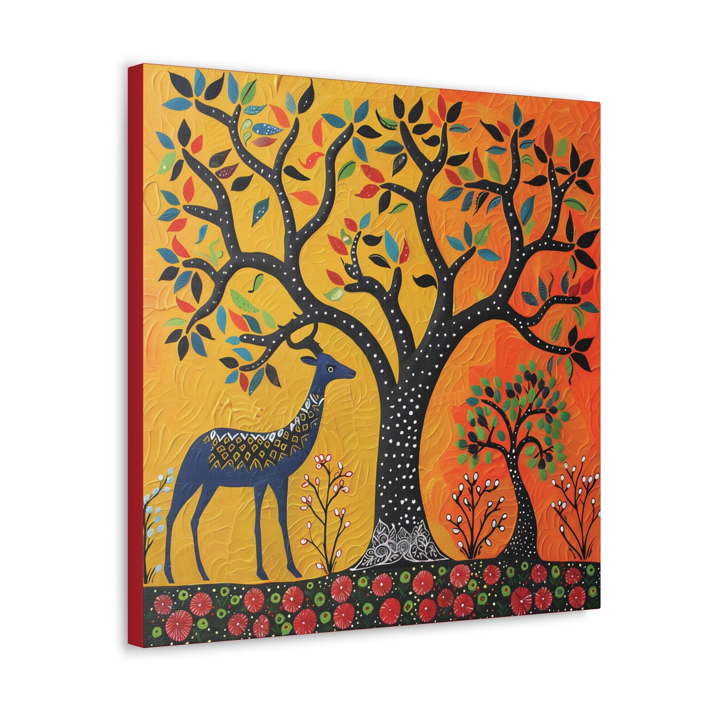 Gond Wall Art | 20 X 20 Inch | Indian Home Decor | 100% Cotton Canvas Gallery Wrap | Perfect Gift for Indian Festivals