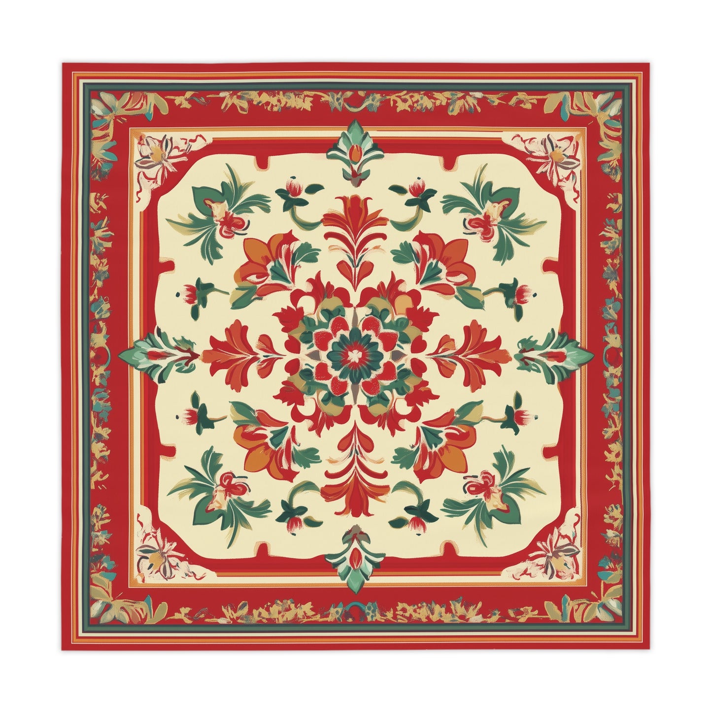 Breakfast Table Cover Indian Design | Square 55.1 by 55.1 inches | Sanskrit Arts