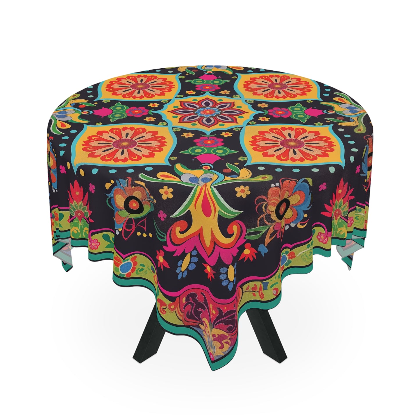 Breakfast Table Cover Indian Design | Square 55.1 by 55.1 inches | Sanskrit Arts