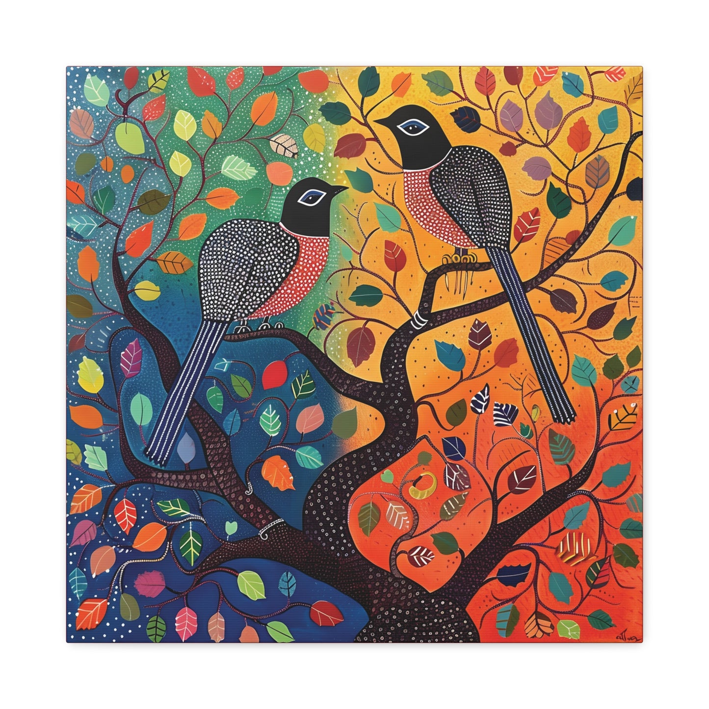 Gond Wall Art | 20 X 20 Inch | Indian Home Decor | 100% Cotton Canvas Gallery Wrap | Perfect Gift for Indian Festivals