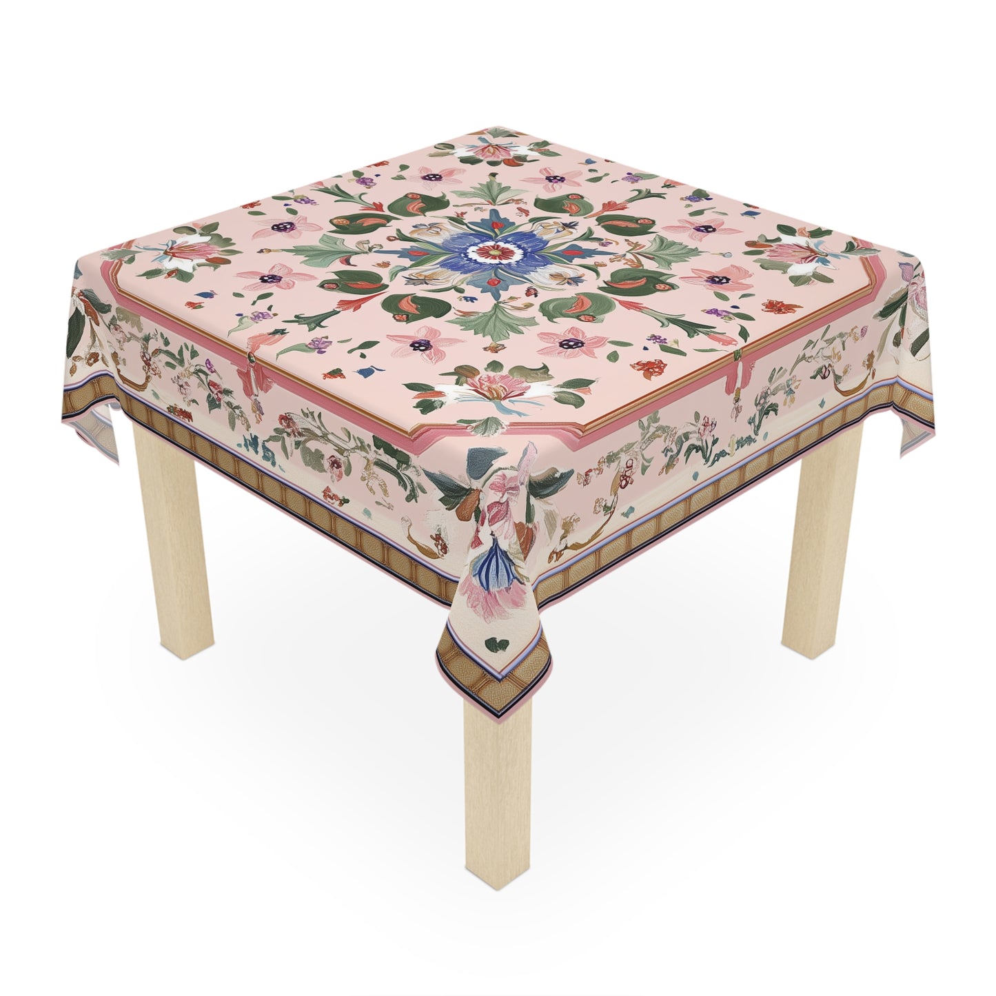 Breakfast Table Cover Indian Design | Square 55.1 by 55.1 inches | Sanskrit Arts