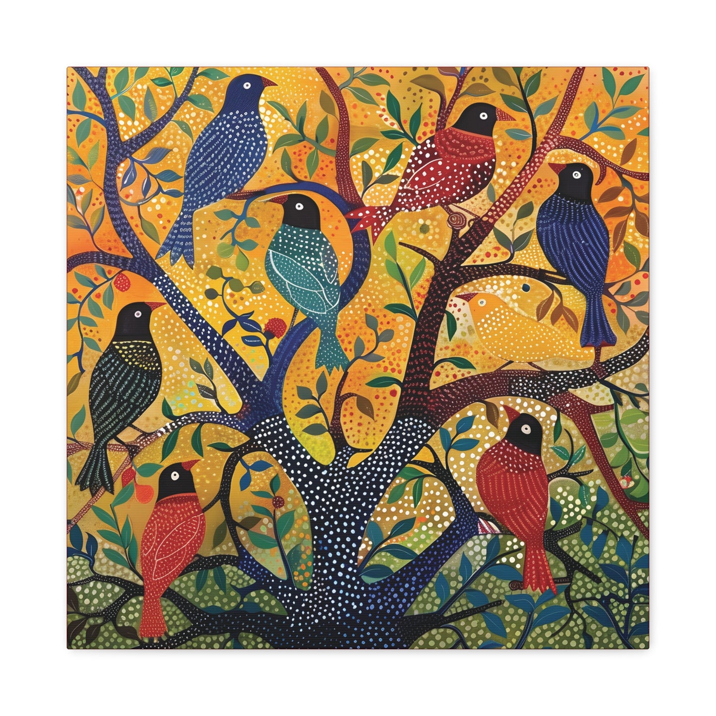 Gond Wall Art | 20 X 20 Inch | Indian Home Decor | 100% Cotton Canvas Gallery Wrap | Perfect Gift for Indian Festivals