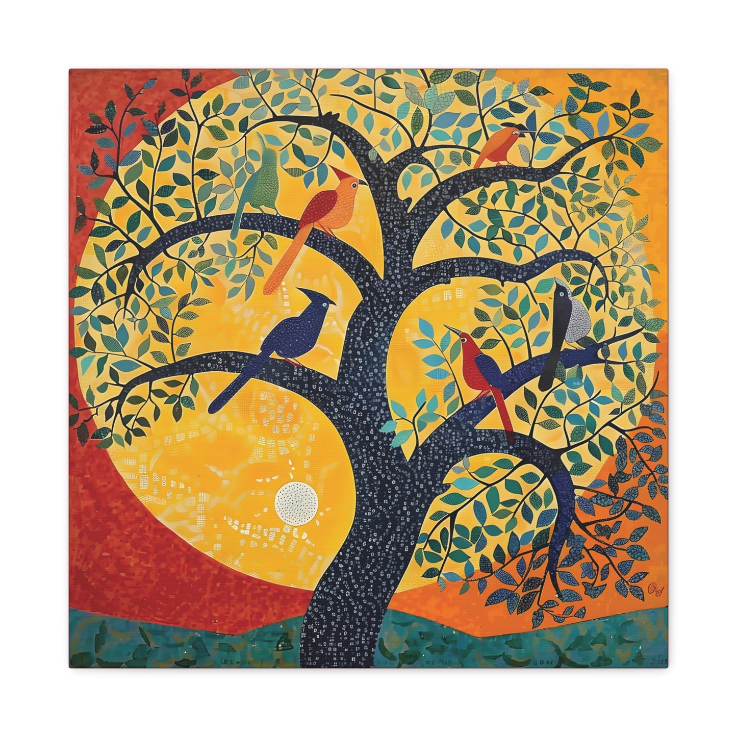 Gond Wall Art | 20 X 20 Inch | Indian Home Decor | 100% Cotton Canvas Gallery Wrap | Perfect Gift for Indian Festivals