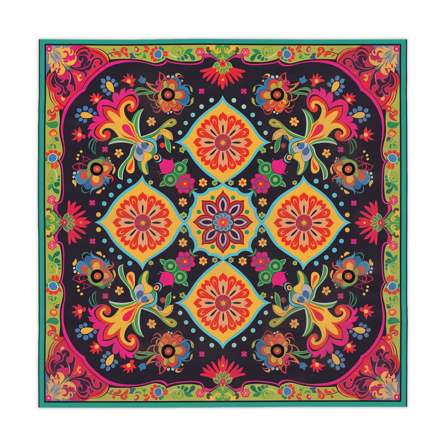 Breakfast Table Cover Indian Design | Square 55.1 by 55.1 inches | Sanskrit Arts