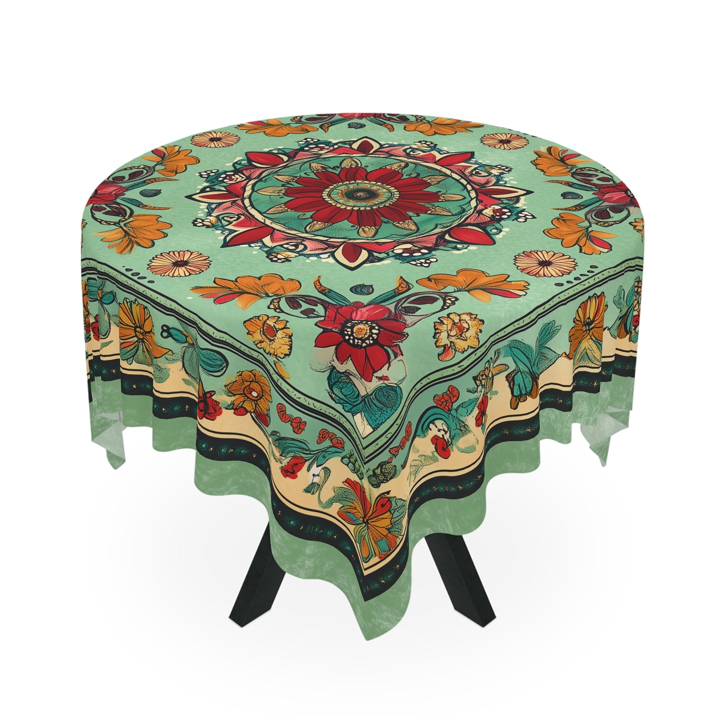 Breakfast Table Cover Indian Design | Square 55.1 by 55.1 inches | Sanskrit Arts