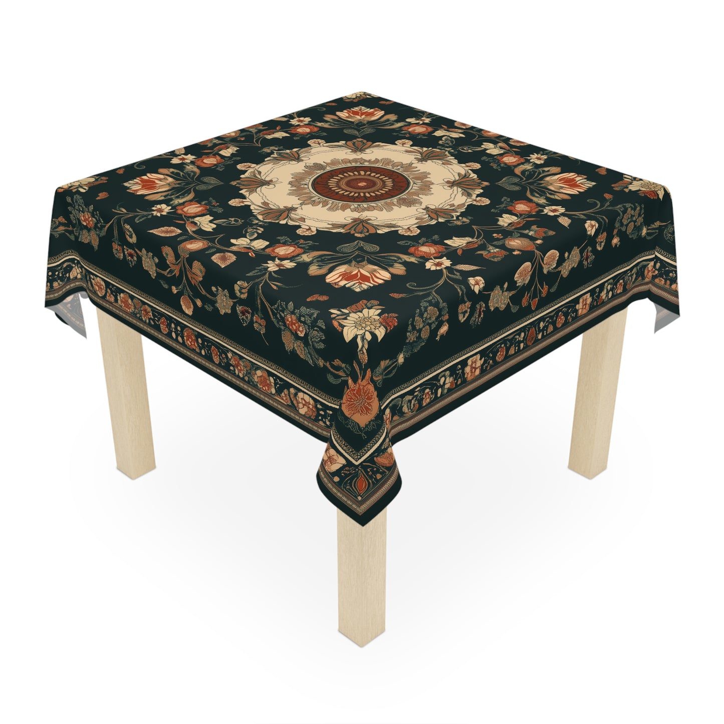 Breakfast Table Cover Indian Design | Square 55.1 by 55.1 inches | Sanskrit Arts