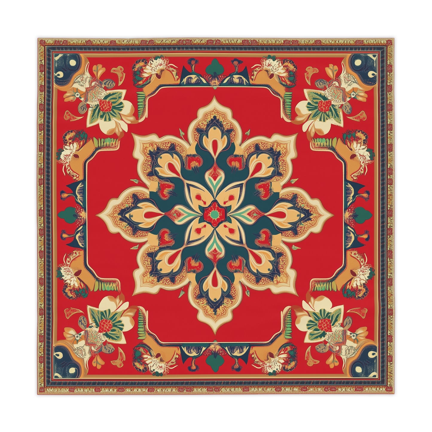 Breakfast Table Cover Indian Design | Square 55.1 by 55.1 inches | Sanskrit Arts