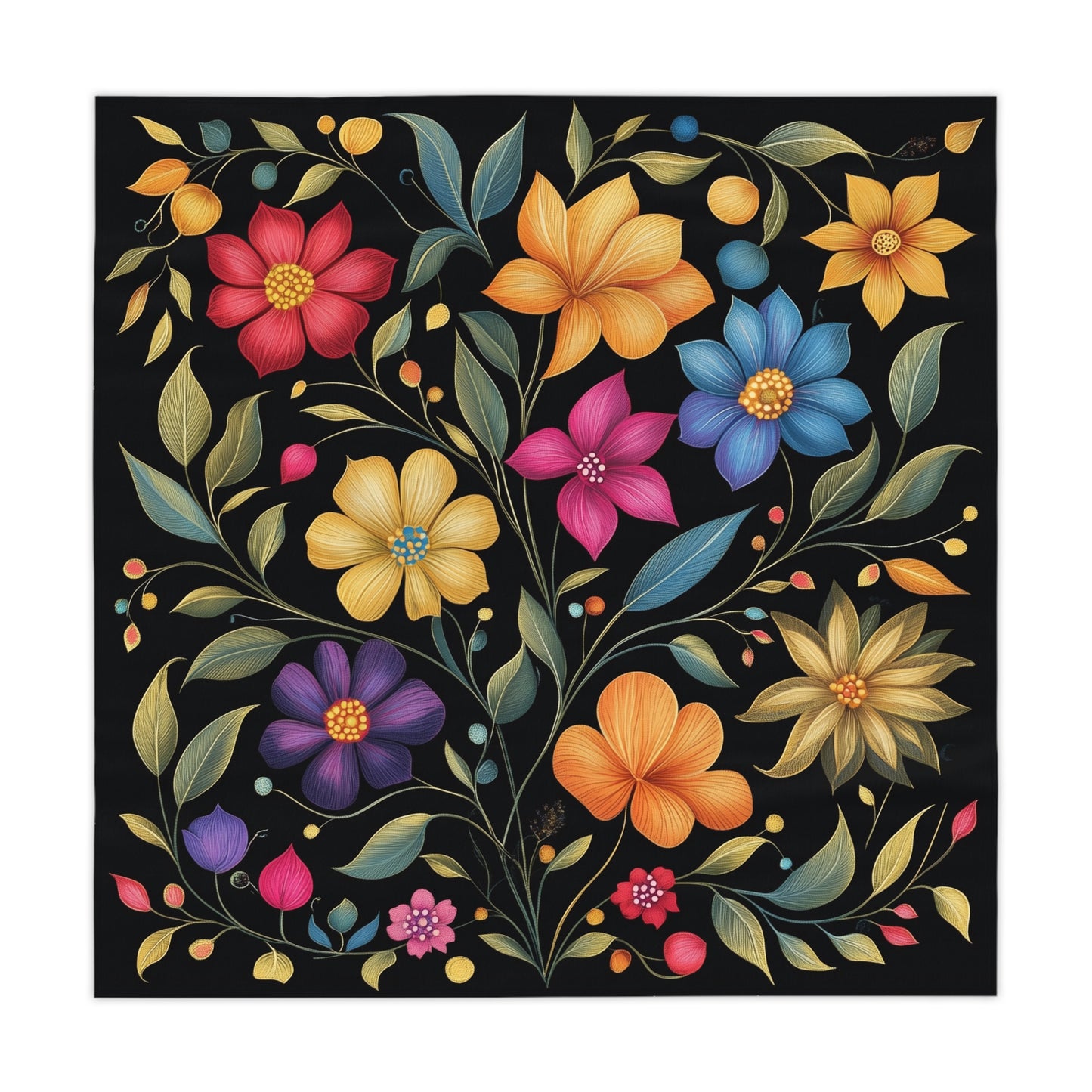 Breakfast Table Cover Indian Design | Square 55.1 by 55.1 inches | Sanskrit Arts