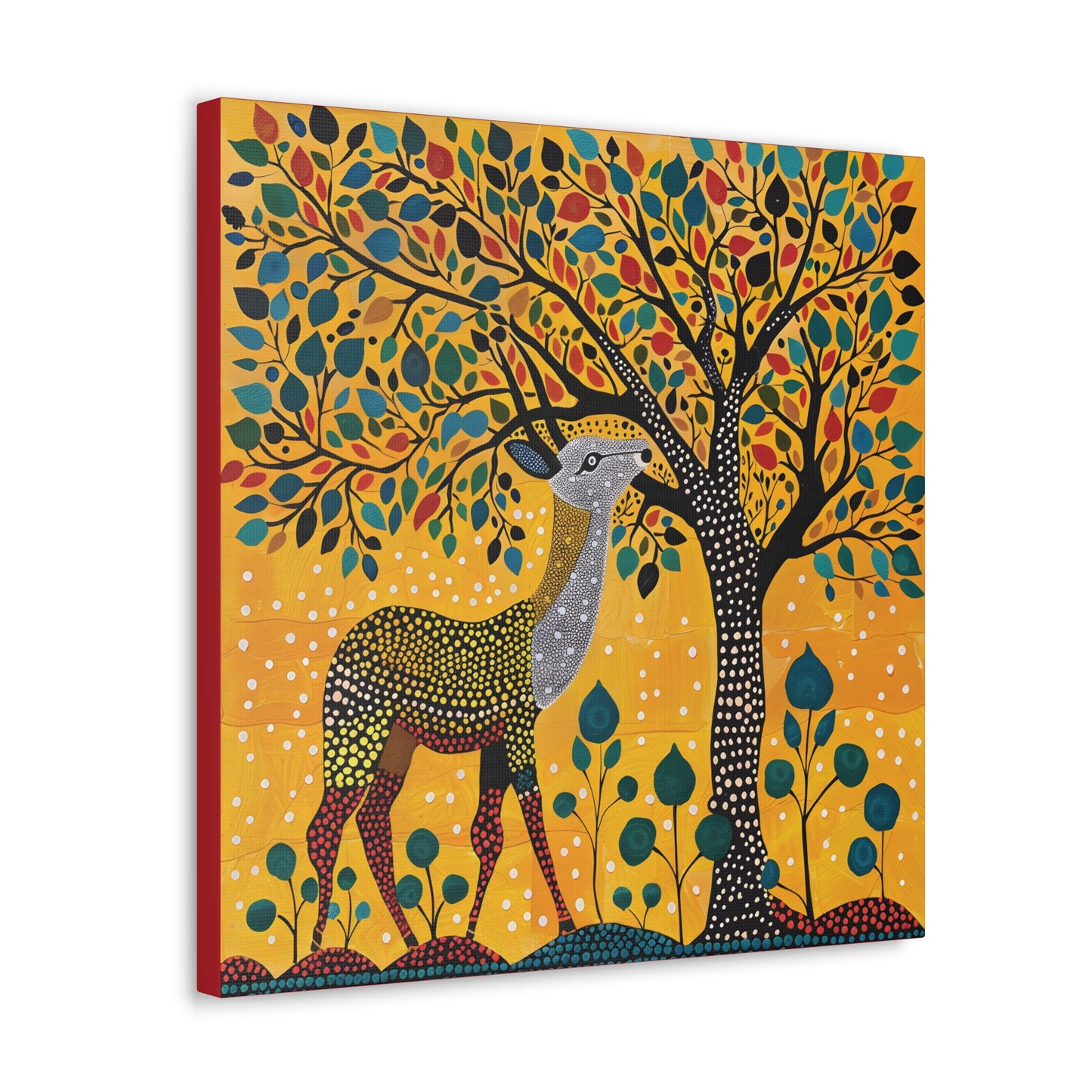 Gond Wall Art | 20 X 20 Inch | Indian Home Decor | 100% Cotton Canvas Gallery Wrap | Perfect Gift for Indian Festivals