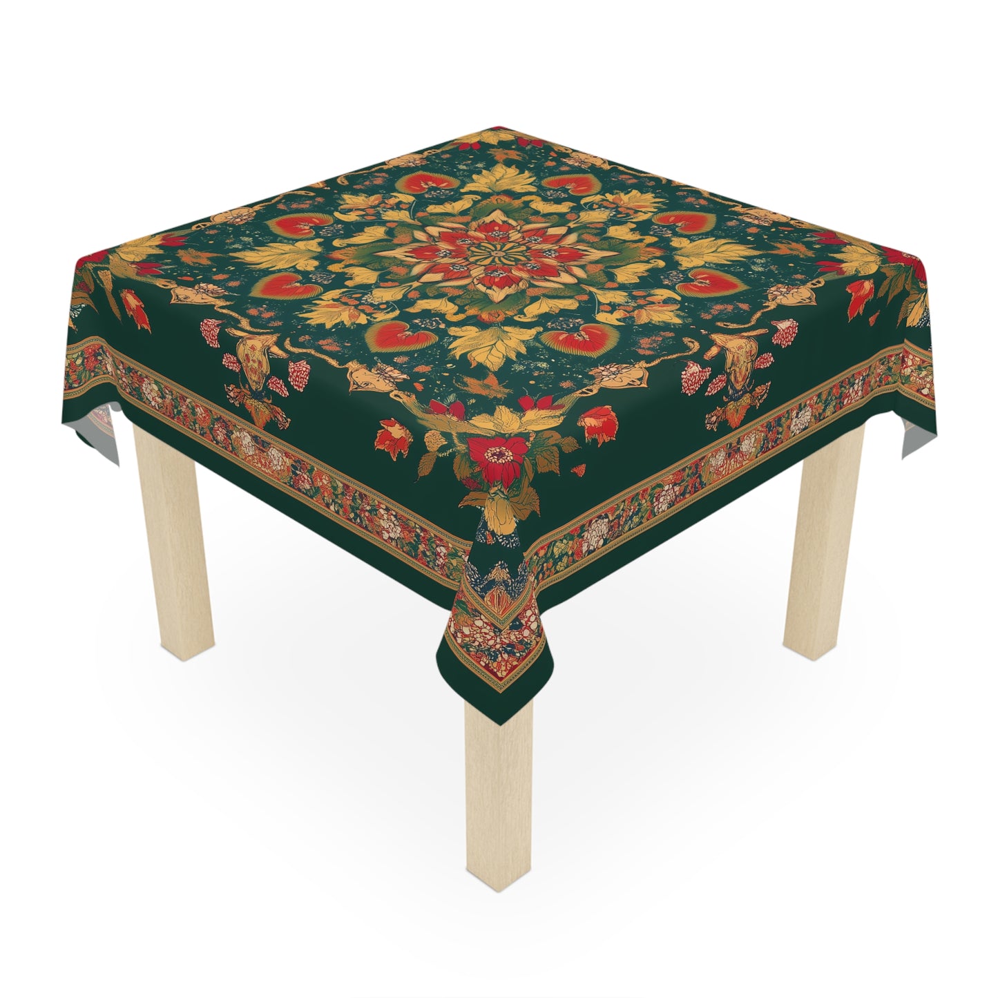 Breakfast Table Cover Indian Design | Square 55.1 by 55.1 inches | Sanskrit Arts