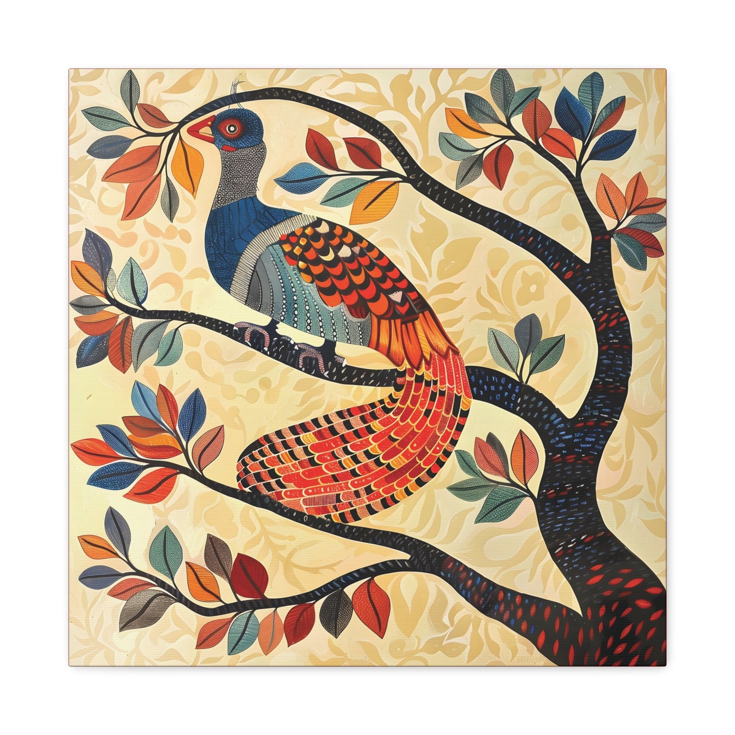 Gond Wall Art | 20 X 20 Inch | Indian Home Decor | 100% Cotton Canvas Gallery Wrap | Perfect Gift for Indian Festivals