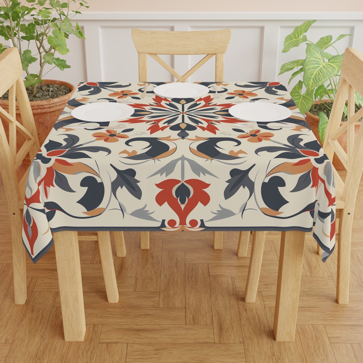 Breakfast Table Cover Indian Design | Square 55.1 by 55.1 inches | Sanskrit Arts