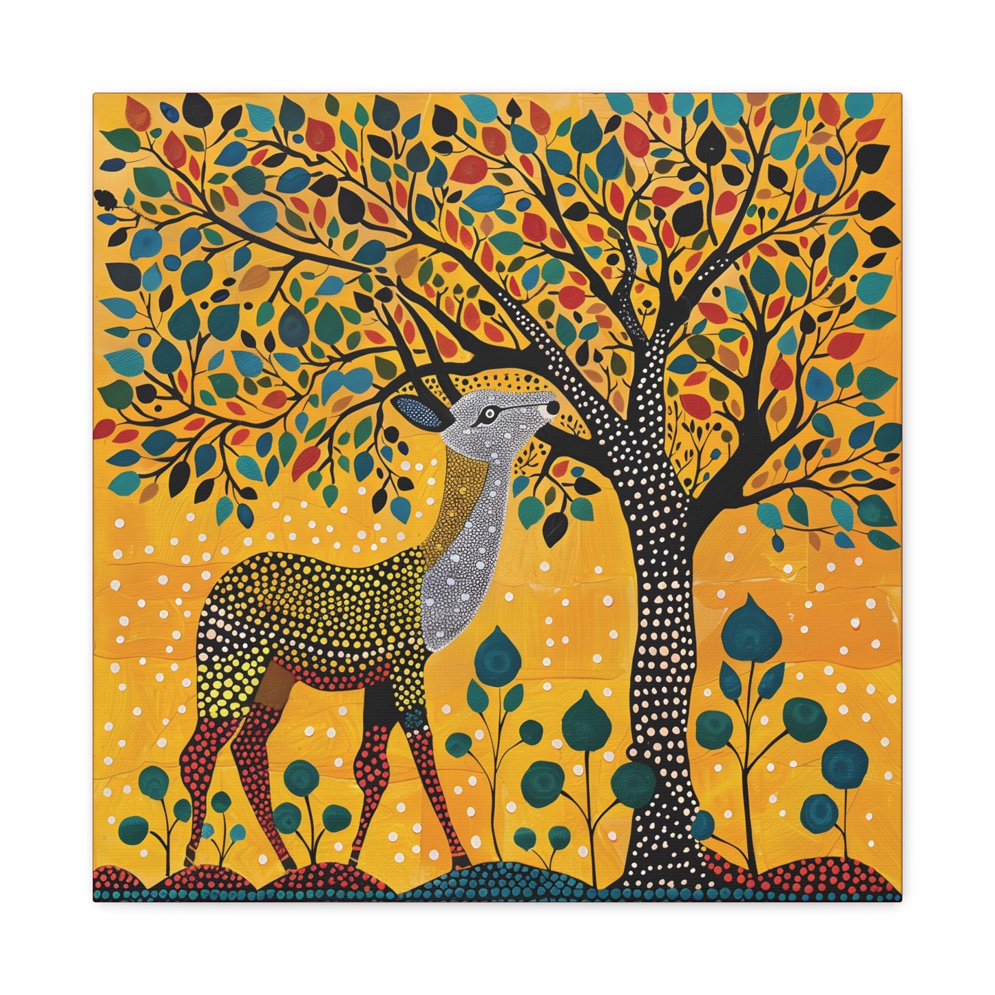 Gond Wall Art | 20 X 20 Inch | Indian Home Decor | 100% Cotton Canvas Gallery Wrap | Perfect Gift for Indian Festivals