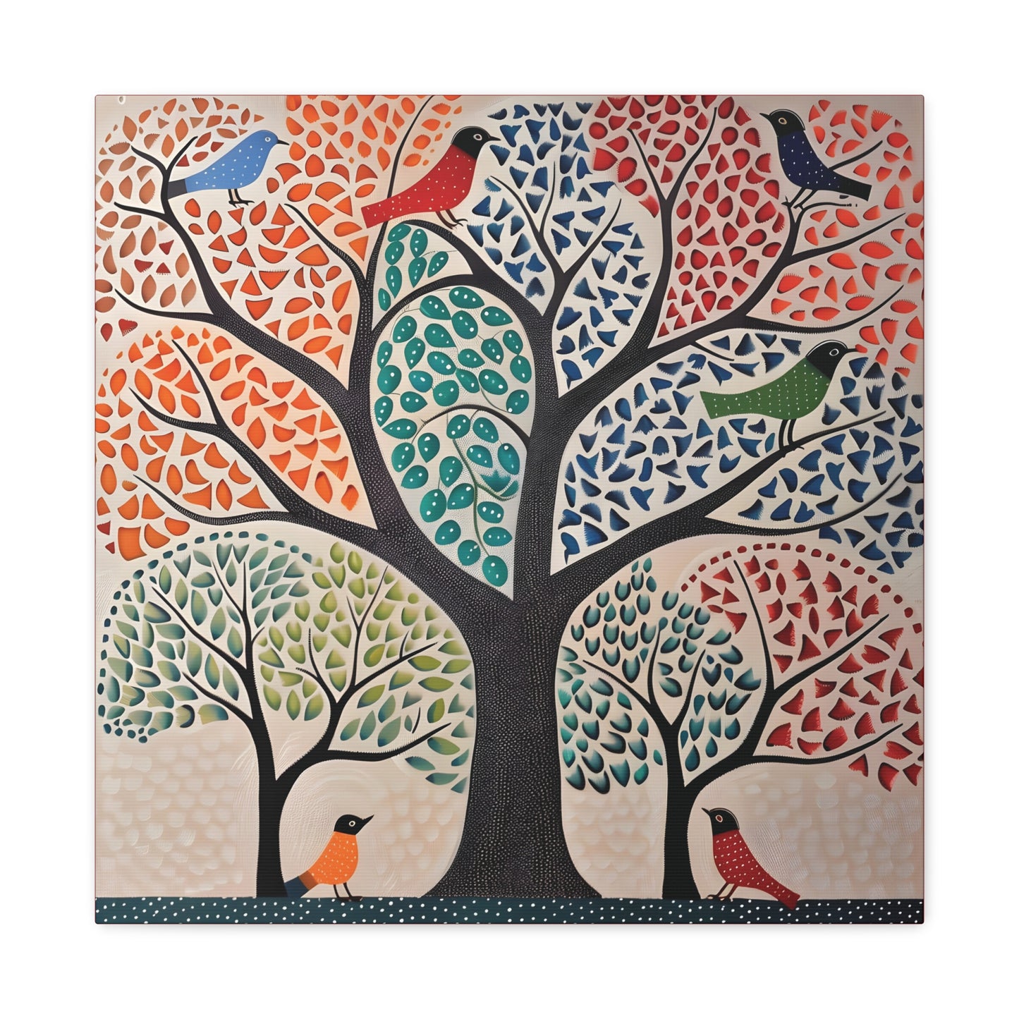 Gond Wall Art | 20 X 20 Inch | Indian Home Decor | 100% Cotton Canvas Gallery Wrap | Perfect Gift for Indian Festivals