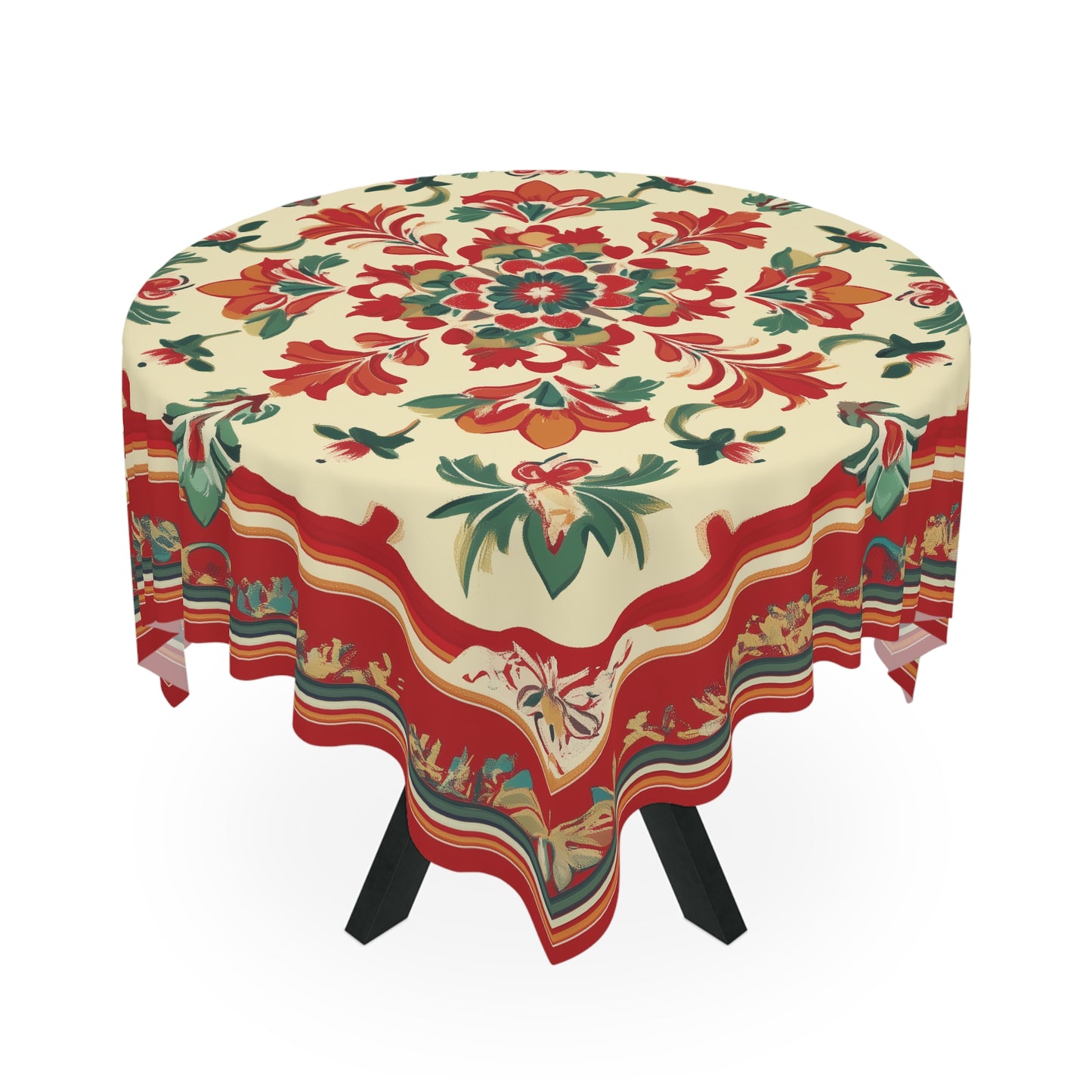 Breakfast Table Cover Indian Design | Square 55.1 by 55.1 inches | Sanskrit Arts