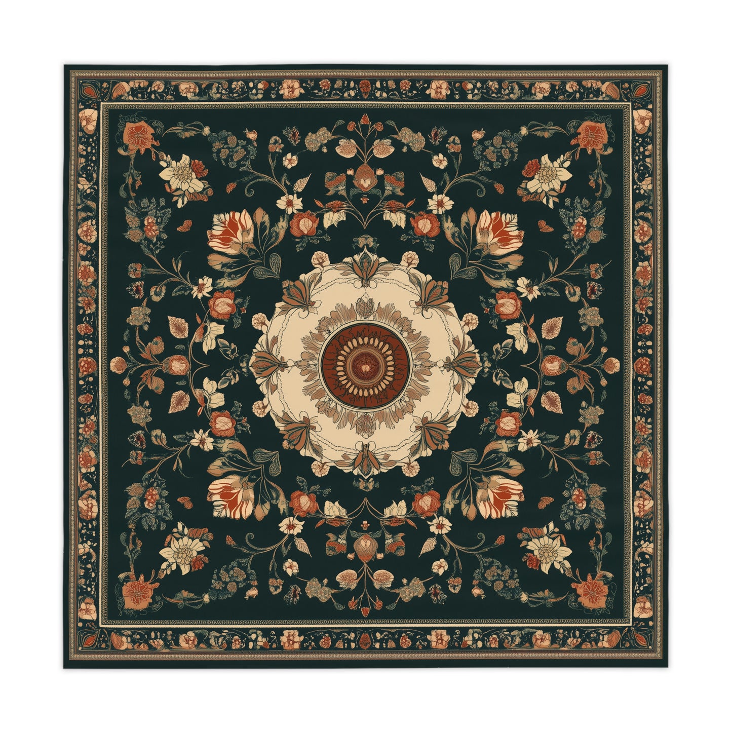 Breakfast Table Cover Indian Design | Square 55.1 by 55.1 inches | Sanskrit Arts