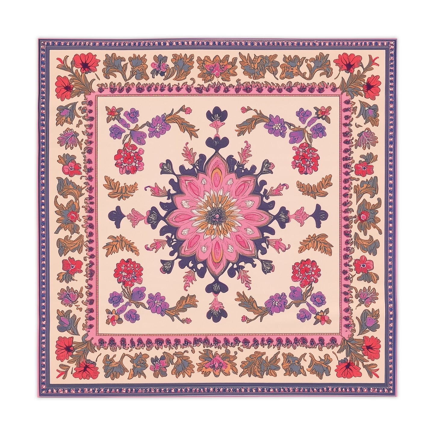 Breakfast Table Cover Indian Design | Square 55.1 by 55.1 inches | Sanskrit Arts