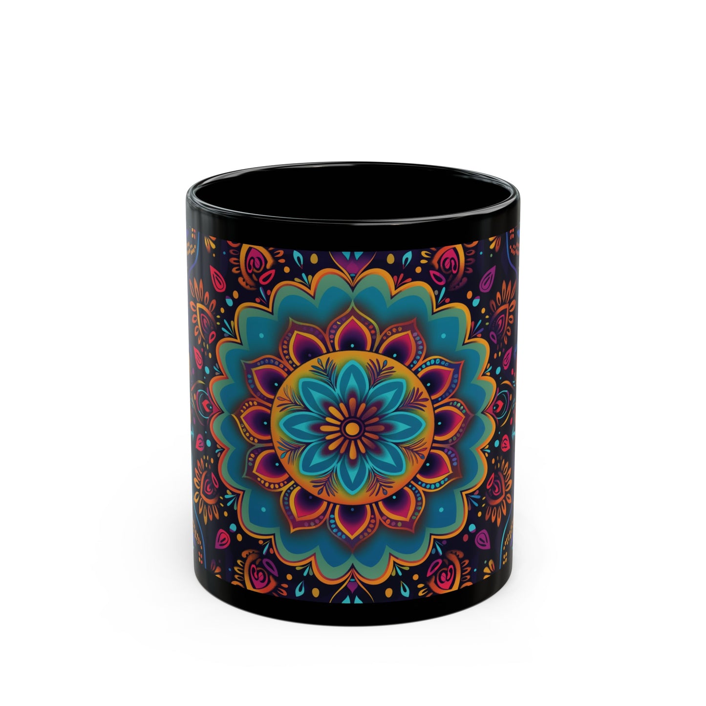 Chai Tea Coffee Black Mug - Vibrant Indian Decor - 11oz or 15 oz - Gift for Festivals, Wedding, Anniversary, Birthdays