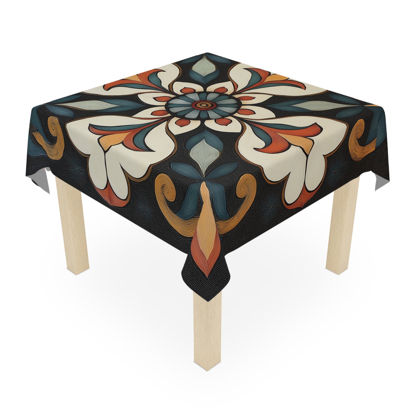 Breakfast Table Cover Indian Design | Square 55.1 by 55.1 inches | Sanskrit Arts