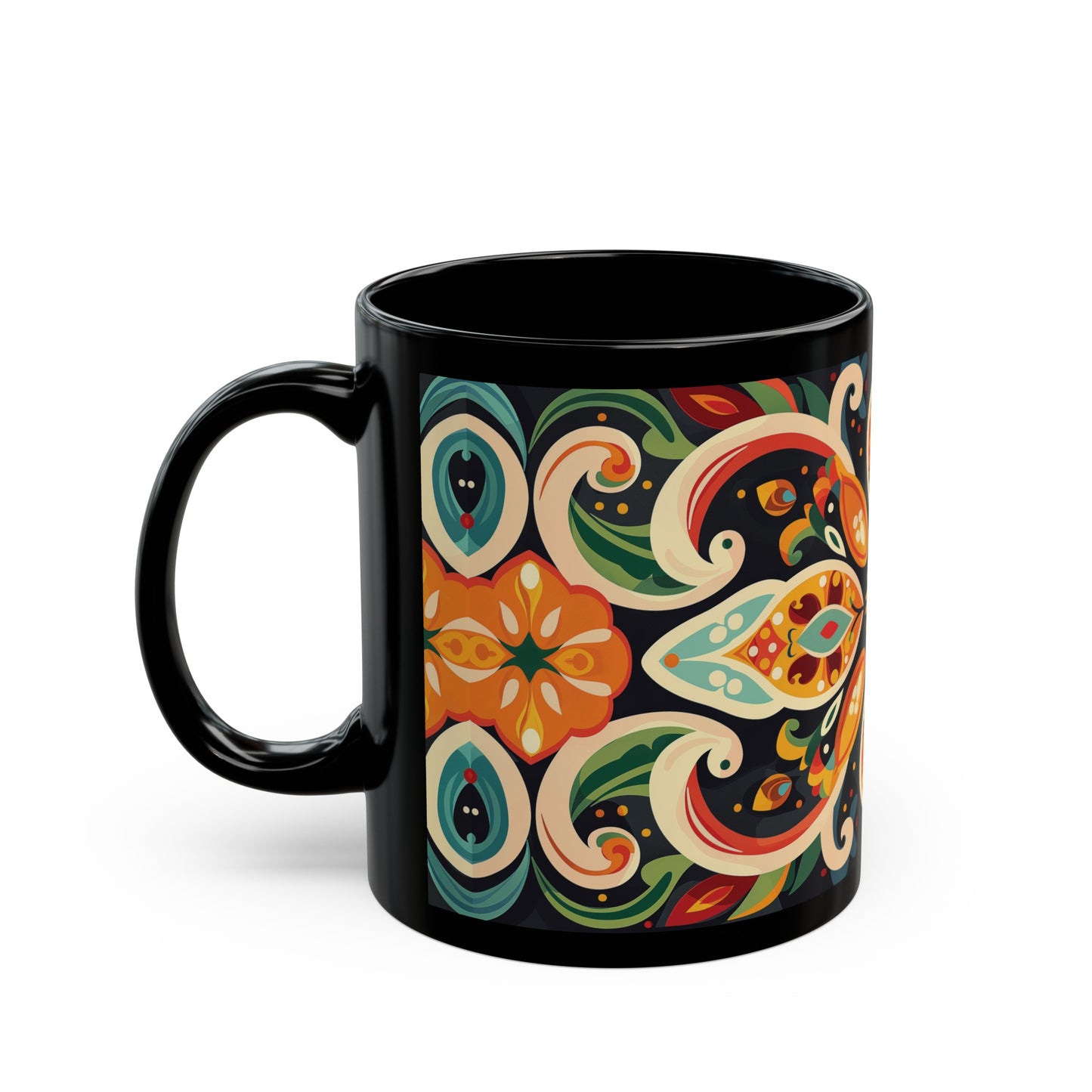 Chai Tea Coffee Black Mug - Vibrant Indian Decor - 11oz or 15 oz - Gift for Festivals, Wedding, Anniversary, Birthdays