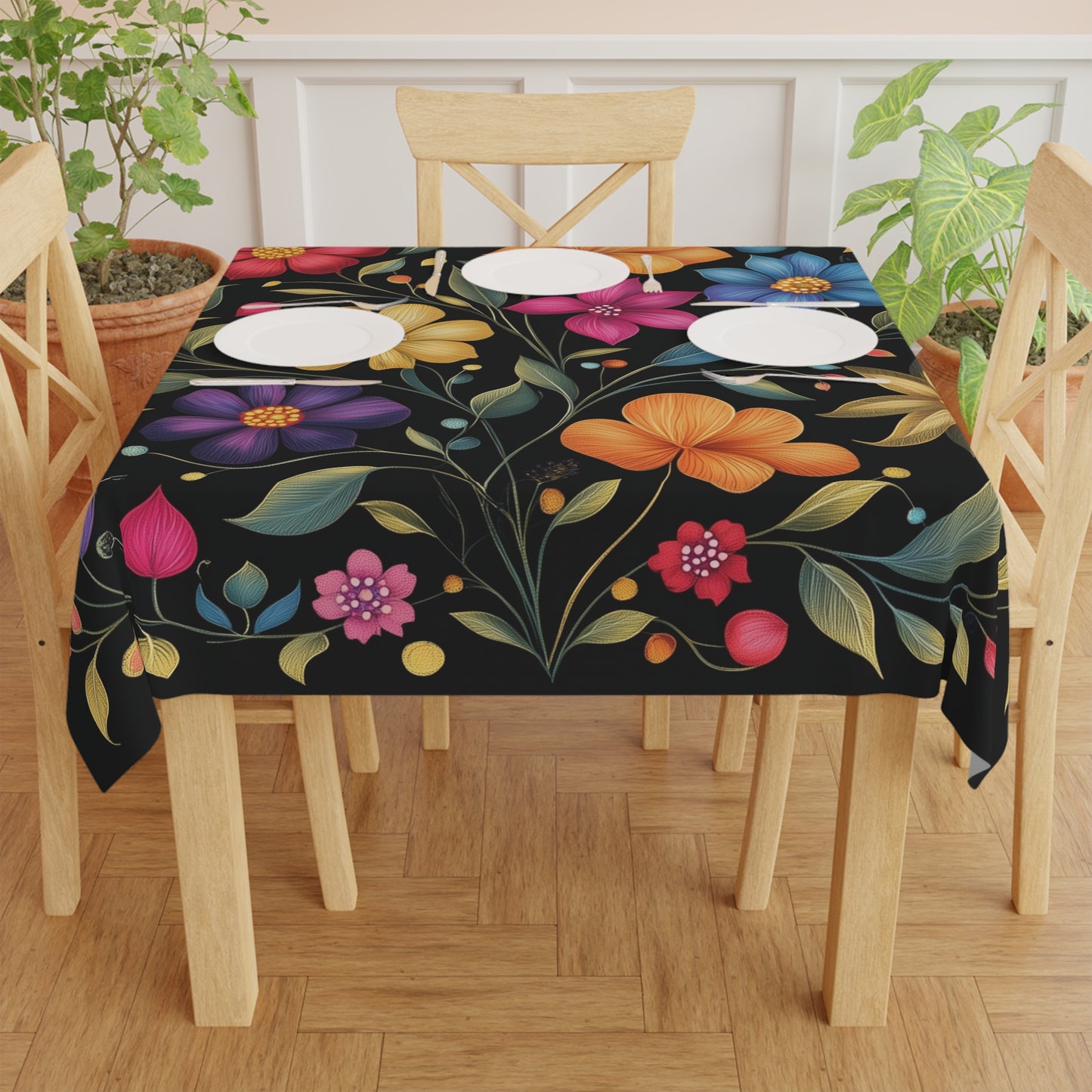 Breakfast Table Cover Indian Design | Square 55.1 by 55.1 inches | Sanskrit Arts