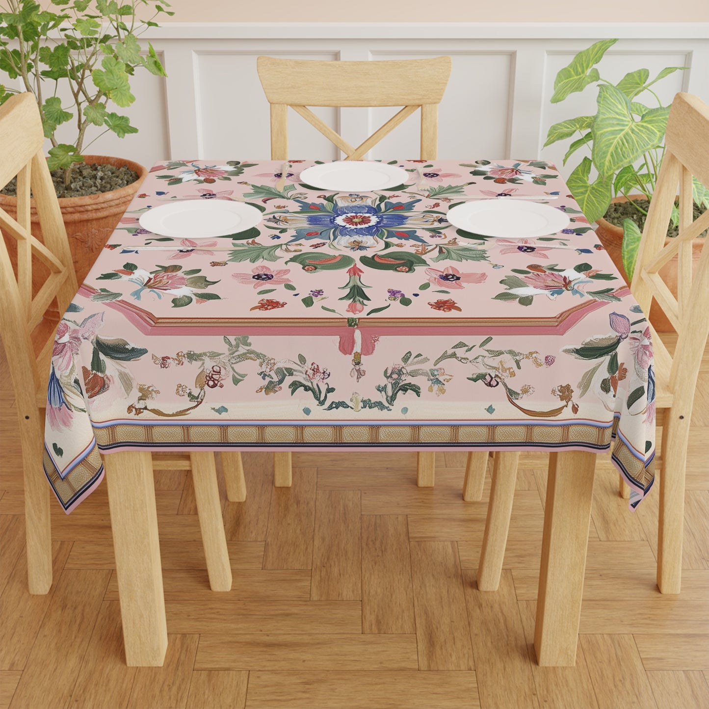 Breakfast Table Cover Indian Design | Square 55.1 by 55.1 inches | Sanskrit Arts