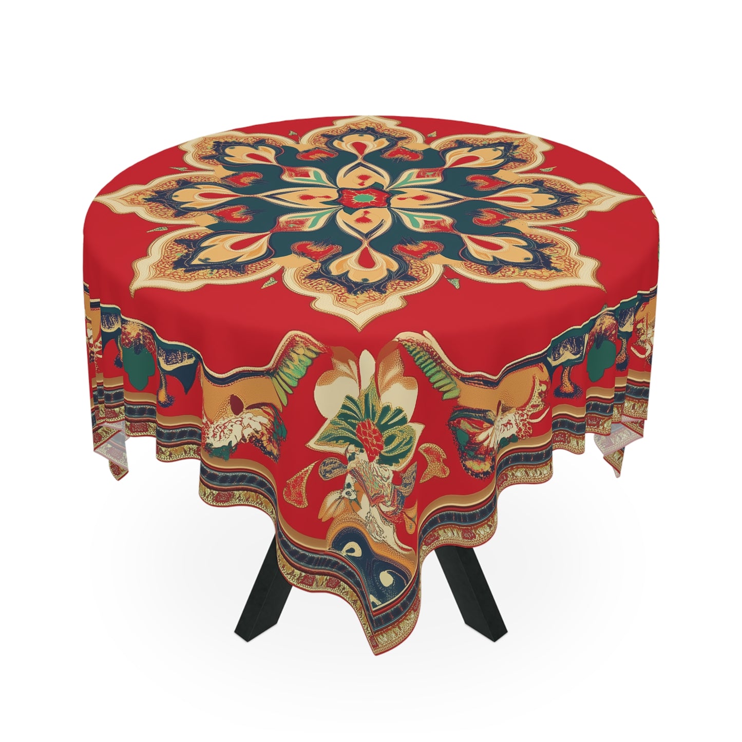 Breakfast Table Cover Indian Design | Square 55.1 by 55.1 inches | Sanskrit Arts