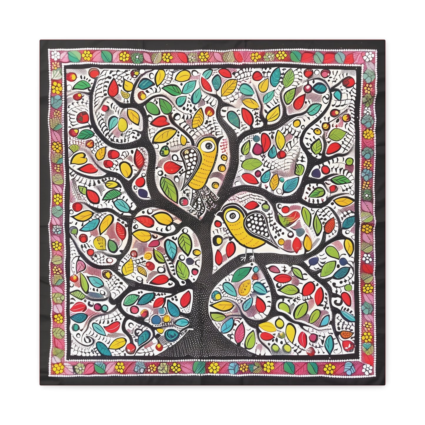 Madhubani Wall Art | 20 X 20 Inch | Indian Home Decor | 100% Cotton Canvas Gallery Wrap | Perfect Gift for Indian Festivals