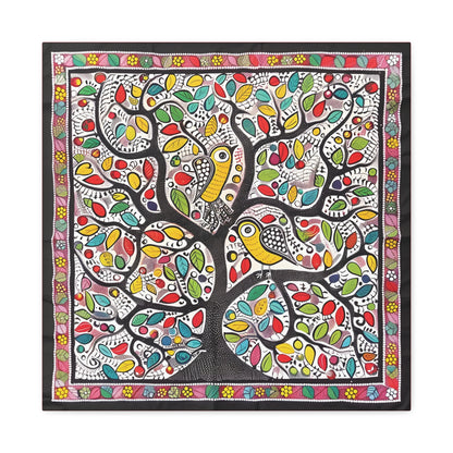 Madhubani Wall Art | 20 X 20 Inch | Indian Home Decor | 100% Cotton Canvas Gallery Wrap | Perfect Gift for Indian Festivals