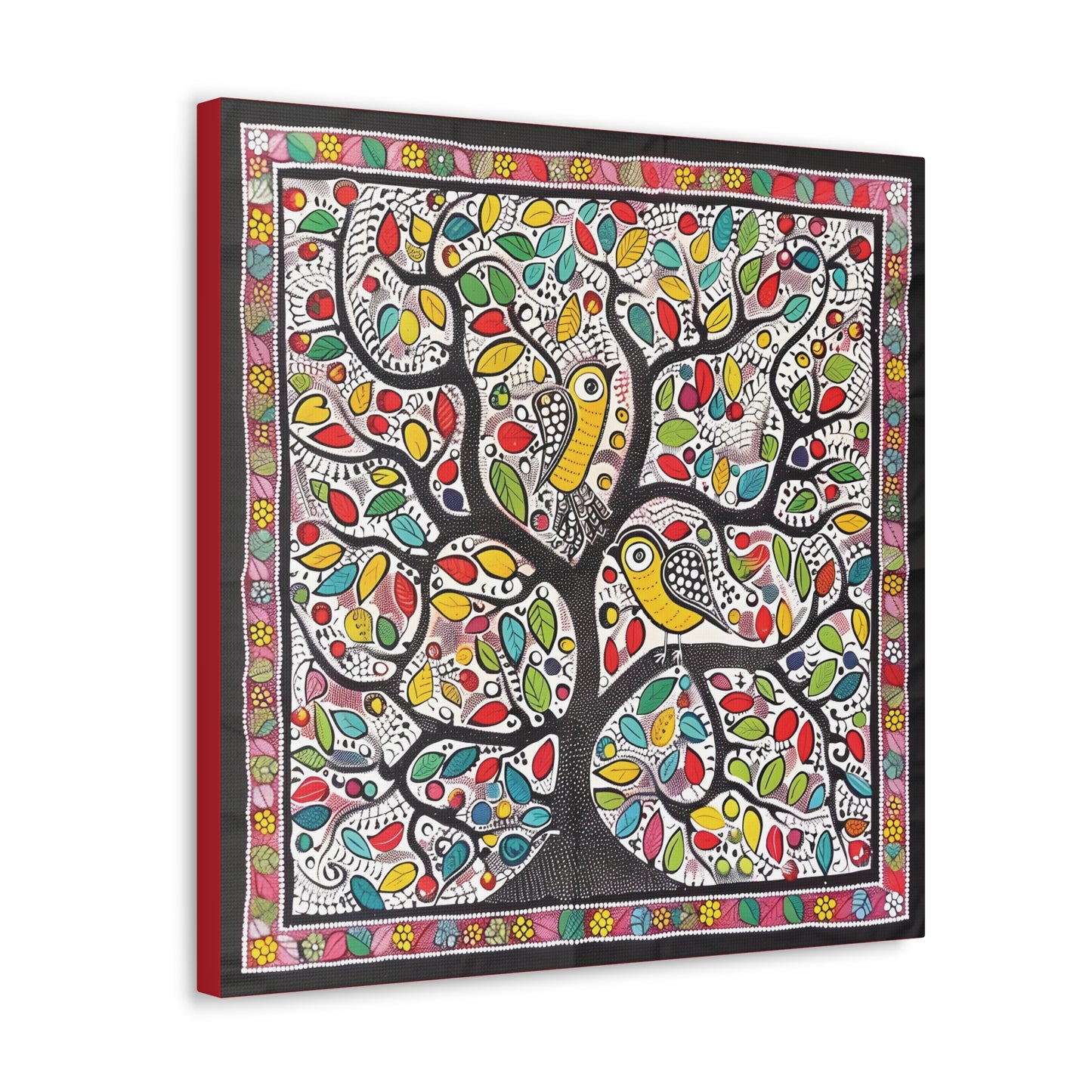 Madhubani Wall Art | 20 X 20 Inch | Indian Home Decor | 100% Cotton Canvas Gallery Wrap | Perfect Gift for Indian Festivals