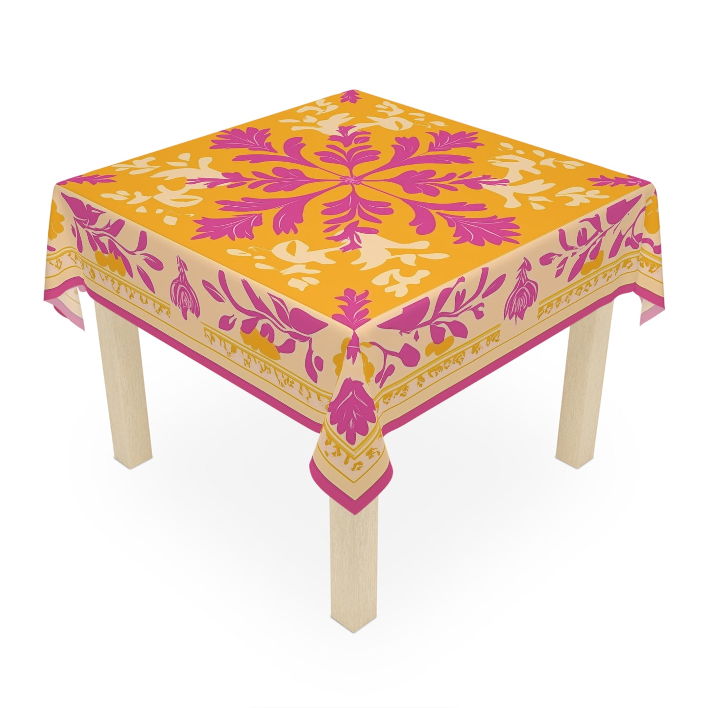 Breakfast Table Cover Indian Design | Square 55.1 by 55.1 inches | Sanskrit Arts