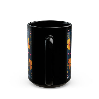 Chai Tea Coffee Black Mug - Vibrant Indian Decor - 11oz or 15 oz - Gift for Festivals, Wedding, Anniversary, Birthdays