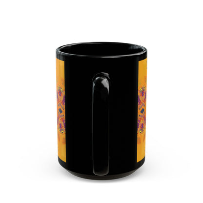 Chai Tea Coffee Black Mug - Vibrant Indian Decor - 11 oz or 15 oz - Gift for Festivals, Wedding, Anniversary, Birthdays