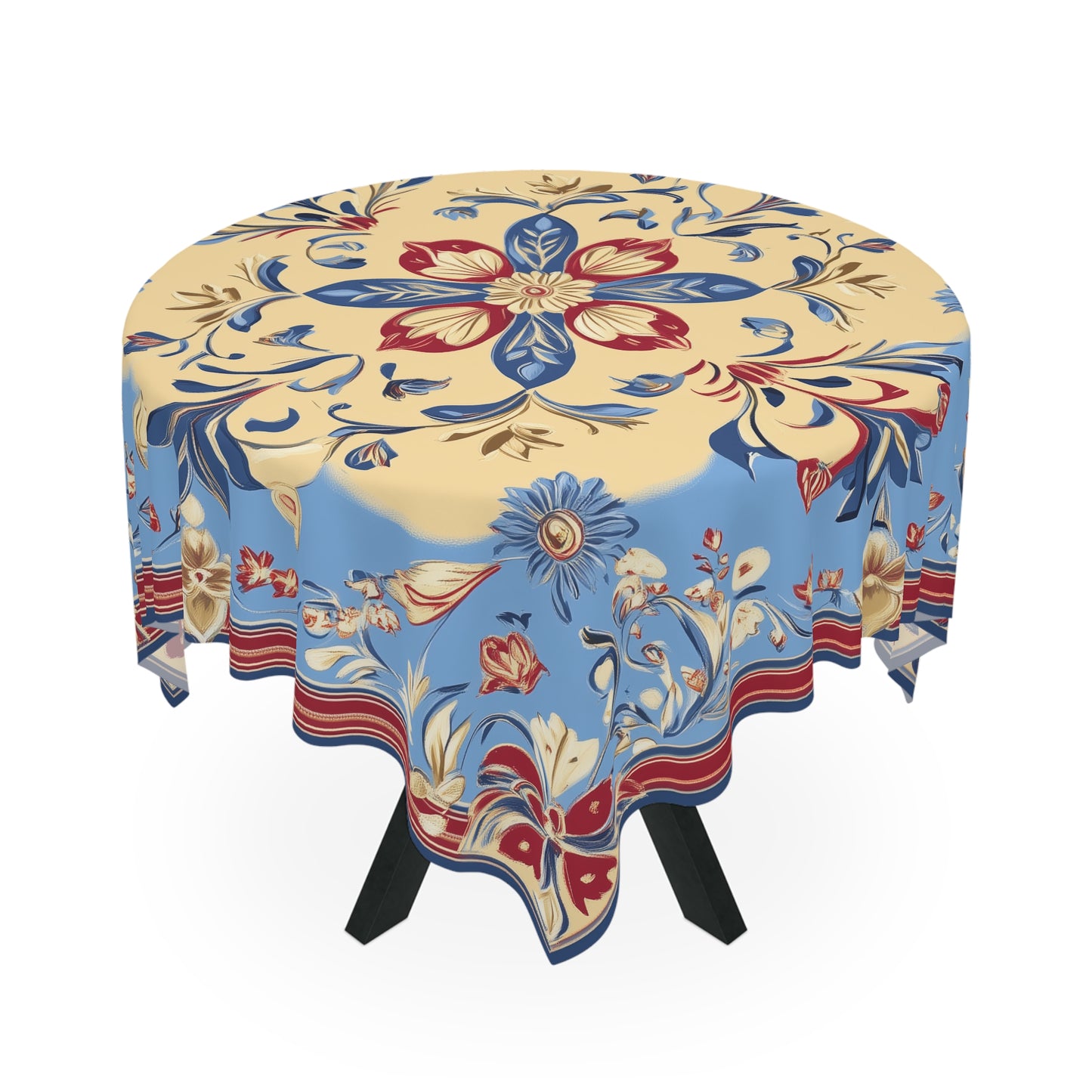 Breakfast Table Cover Indian Design | Square 55.1 by 55.1 inches | Sanskrit Arts