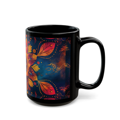 Chai Tea Coffee Black Mug - Vibrant Indian Decor - 11oz or 15 oz - Gift for Festivals, Wedding, Anniversary, Birthdays