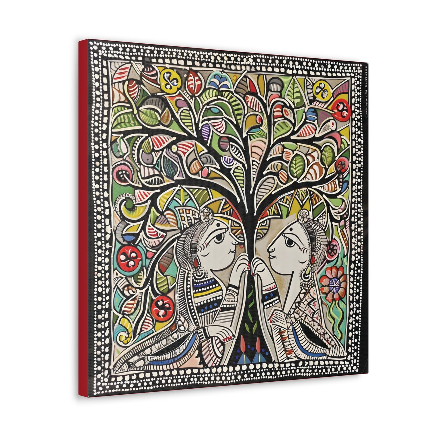 Madhubani Wall Art | 20 X 20 Inch | Indian Home Decor | 100% Cotton Canvas Gallery Wrap | Perfect Gift for Indian Festivals