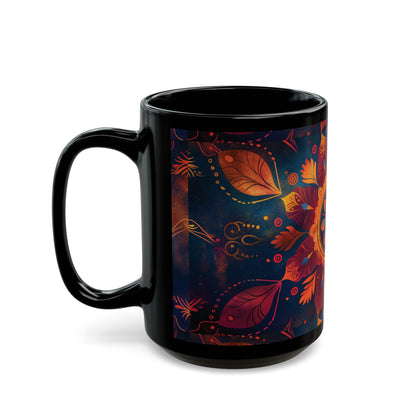 Chai Tea Coffee Black Mug - Vibrant Indian Decor - 11oz or 15 oz - Gift for Festivals, Wedding, Anniversary, Birthdays