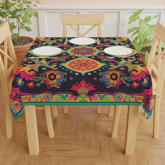 Breakfast Table Cover Indian Design | Square 55.1 by 55.1 inches | Sanskrit Arts