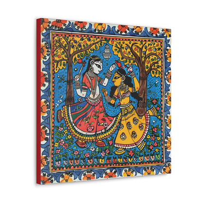 Madhubani Wall Art | 20 X 20 Inch | Indian Home Decor | 100% Cotton Canvas Gallery Wrap | Perfect Gift for Indian Festivals